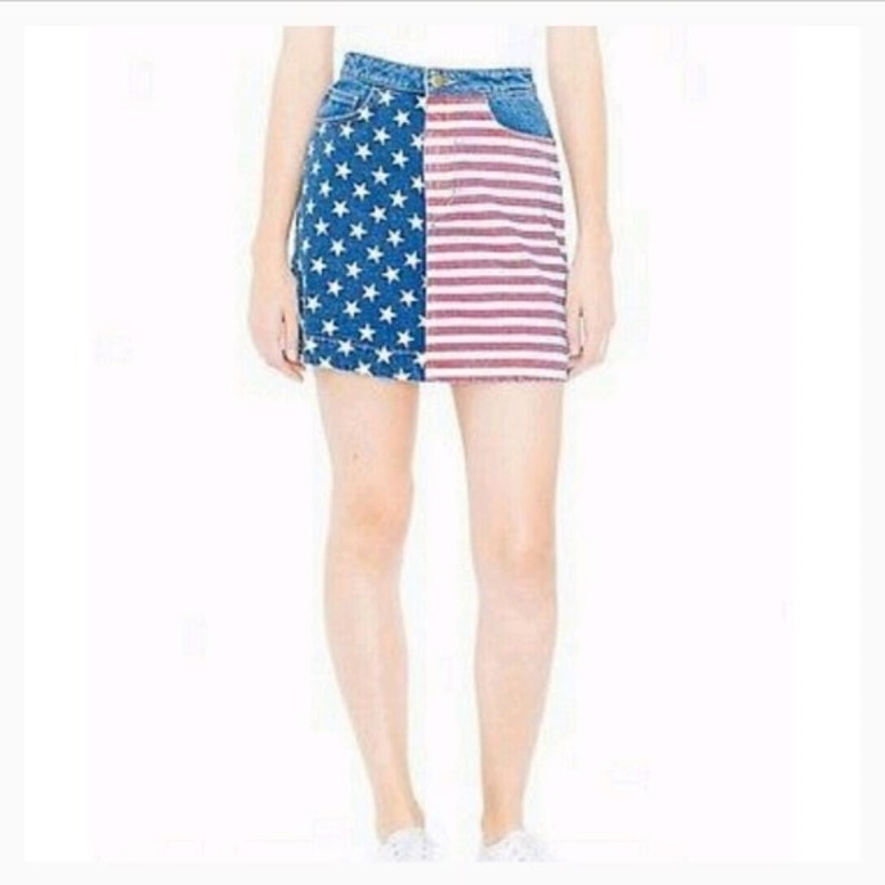 American Apparel US Flag Denim A-Line Skirt